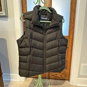 Lands' End Black Puffer Vest, Size LARGE